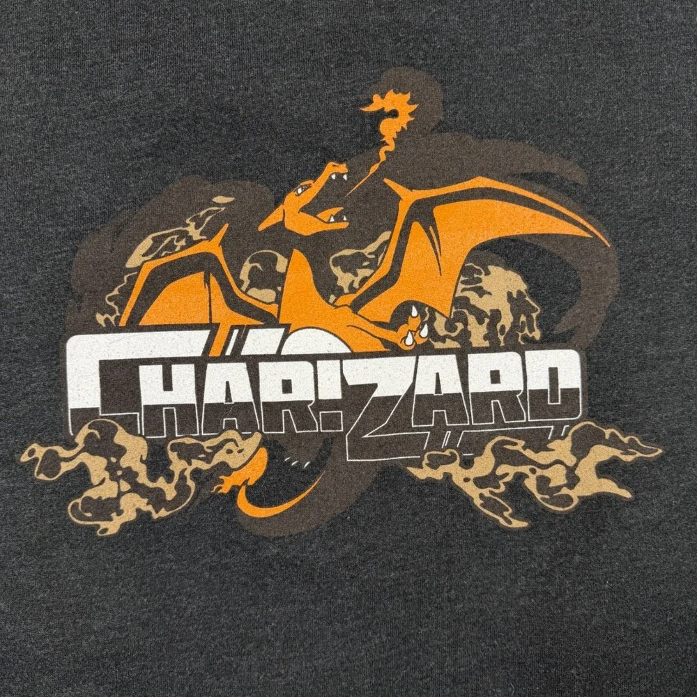 Pokemon Center Charizard Full Zip Hoodie Mens Medium Grey Black‎ 2019 Graphic